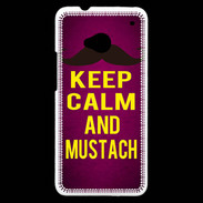 Coque HTC One Keep Calm and Mustach Rose