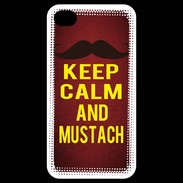 Coque iPhone 4 / iPhone 4S Keep Calm and Mustach Rouge