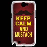 Coque Samsung Galaxy Note 2 Keep Calm and Mustach Rouge