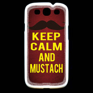 Coque Samsung Galaxy S3 Keep Calm and Mustach Rouge