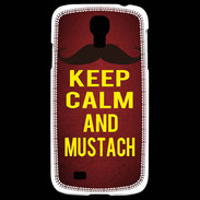 Coque Samsung Galaxy S4 Keep Calm and Mustach Rouge