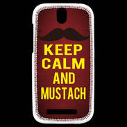 Coque HTC One SV Keep Calm and Mustach Rouge