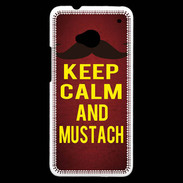 Coque HTC One Keep Calm and Mustach Rouge