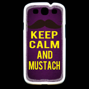 Coque Samsung Galaxy S3 Keep Calm and Mustach Violet