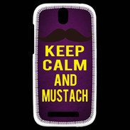 Coque HTC One SV Keep Calm and Mustach Violet