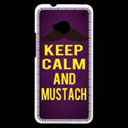 Coque HTC One Keep Calm and Mustach Violet