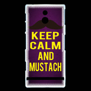 Coque Sony Xperia P Keep Calm and Mustach Violet