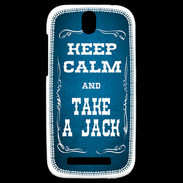 Coque HTC One SV Keep Calm and Take Jack Bleu