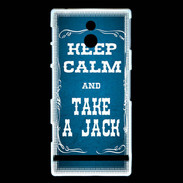 Coque Sony Xperia P Keep Calm and Take Jack Bleu