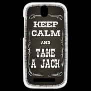Coque HTC One SV Keep Calm and Take Jack Gris