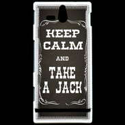Coque Sony Xperia U Keep Calm and Take Jack Gris