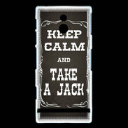 Coque Sony Xperia P Keep Calm and Take Jack Gris