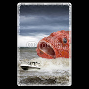 Etui carte bancaire Enorme poisson chassant bateau de pêcheurs