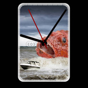 Grande pendule murale Enorme poisson chassant bateau de pêcheurs
