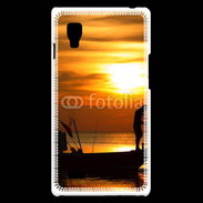 Coque LG Optimus L9 Couché de soleil pêcheur