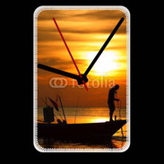 Grande pendule murale Couché de soleil pêcheur