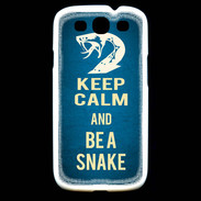 Coque Samsung Galaxy S3 Keep Calm and Be a Snake bleu