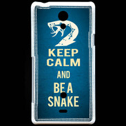 Coque Sony Xperia T Keep Calm and Be a Snake bleu