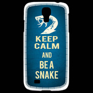 Coque Samsung Galaxy S4 Keep Calm and Be a Snake bleu