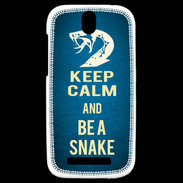 Coque HTC One SV Keep Calm and Be a Snake bleu