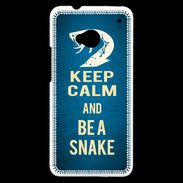 Coque HTC One Keep Calm and Be a Snake bleu