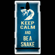 Coque Sony Xperia U Keep Calm and Be a Snake bleu