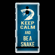 Coque Sony Xperia P Keep Calm and Be a Snake bleu