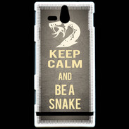 Coque Sony Xperia U Keep Calm and Be a Snake Gris