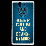 Coque Sony Xperia Z Keep Calm and Be Anonymous Bleu