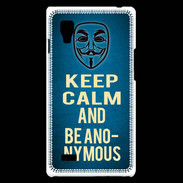 Coque LG Optimus L9 Keep Calm and Be Anonymous Bleu