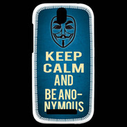 Coque HTC One SV Keep Calm and Be Anonymous Bleu