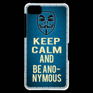 Coque Blackberry Z10 Keep Calm and Be Anonymous Bleu