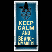 Coque Sony Xperia U Keep Calm and Be Anonymous Bleu