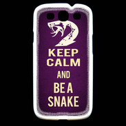 Coque Samsung Galaxy S3 Keep Calm and Be a Snake Violet