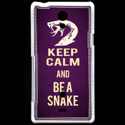 Coque Sony Xperia T Keep Calm and Be a Snake Violet