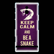 Coque Sony Xperia P Keep Calm and Be a Snake Violet