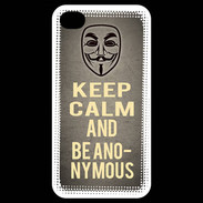Coque iPhone 4 / iPhone 4S Keep Calm and Be Anonymous Gris