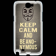 Coque Samsung Galaxy Note 2 Keep Calm and Be Anonymous Gris