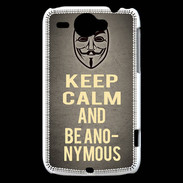 Coque HTC Wildfire G8 Keep Calm and Be Anonymous Gris