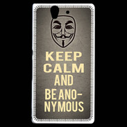 Coque Sony Xperia Z Keep Calm and Be Anonymous Gris