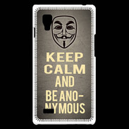 Coque LG Optimus L9 Keep Calm and Be Anonymous Gris