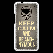 Coque HTC One Keep Calm and Be Anonymous Gris