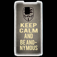 Coque LG P990 Keep Calm and Be Anonymous Gris
