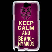 Coque Samsung Galaxy Note 2 Keep Calm and Be Anonymous Rose