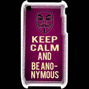 Coque iPhone 3G / 3GS Keep Calm and Be Anonymous Rose
