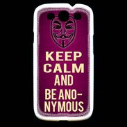 Coque Samsung Galaxy S3 Keep Calm and Be Anonymous Rose