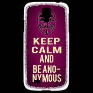 Coque Samsung Galaxy S4 Keep Calm and Be Anonymous Rose