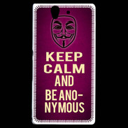 Coque Sony Xperia Z Keep Calm and Be Anonymous Rose