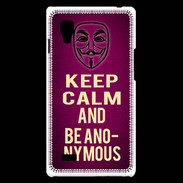 Coque LG Optimus L9 Keep Calm and Be Anonymous Rose