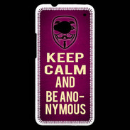 Coque HTC One Keep Calm and Be Anonymous Rose